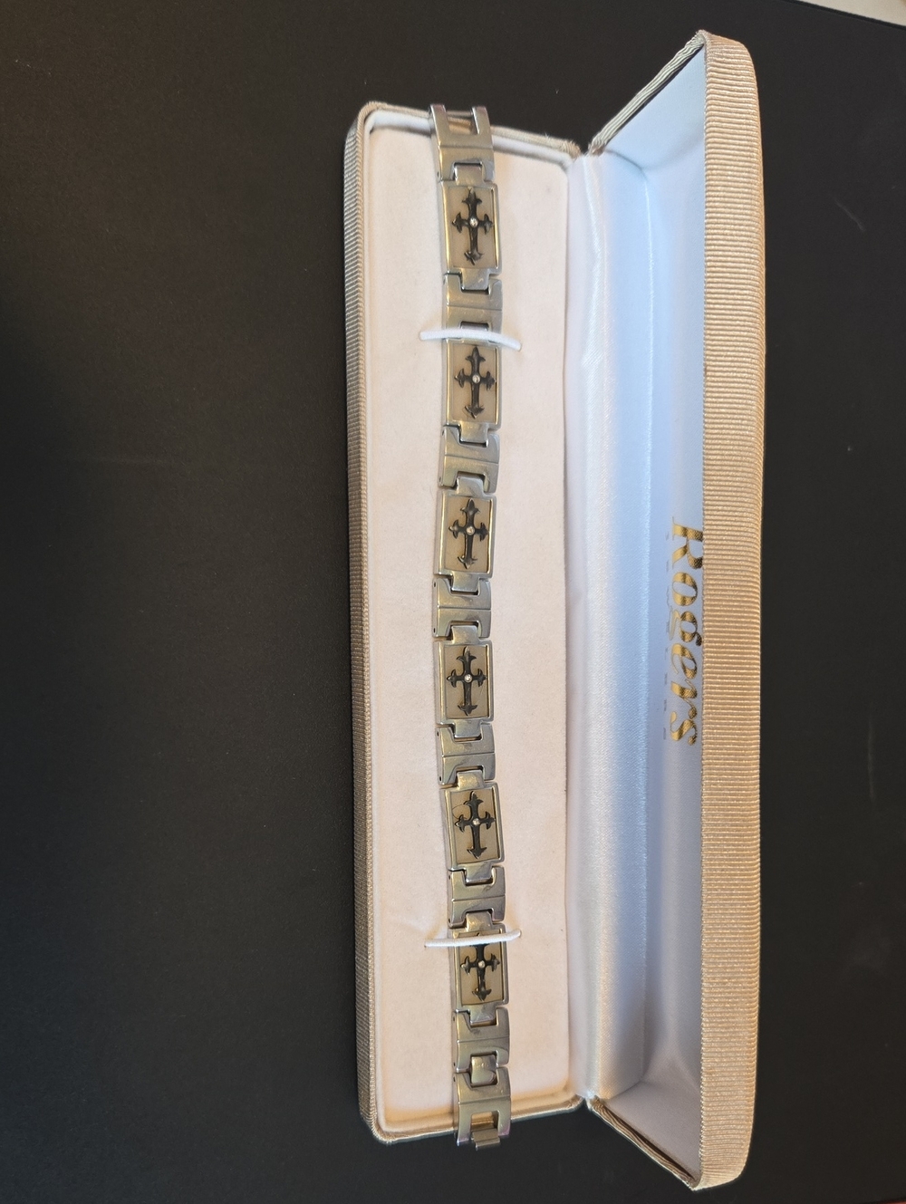 Silver Tone Cross Link Bracelet